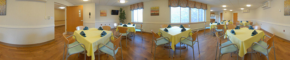 At The Lourdes Center for Memory Care provides its residents with a range of dining options including a communal dining room.